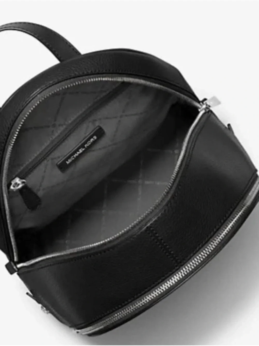 Michael Kors Black Pebbled Leather Backpack with Silver Hardware New